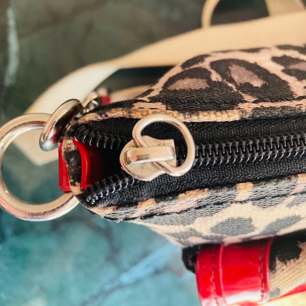 💗Authentic Vintage Coach Red/Blk Ocelot Print Fabric & Leather Crossbody Bag💗 - Picture 4 of 4